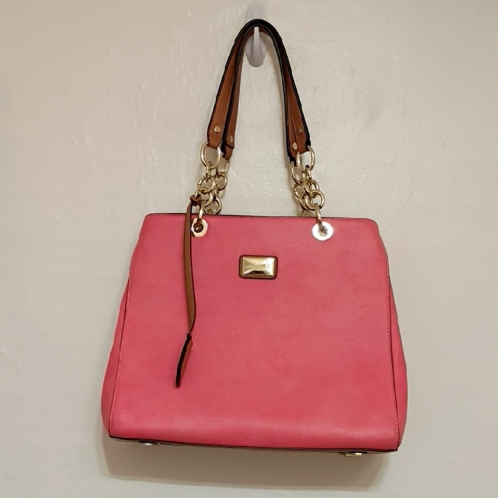 Simply Noelle Coral Faux Leather Large Handbag NEW